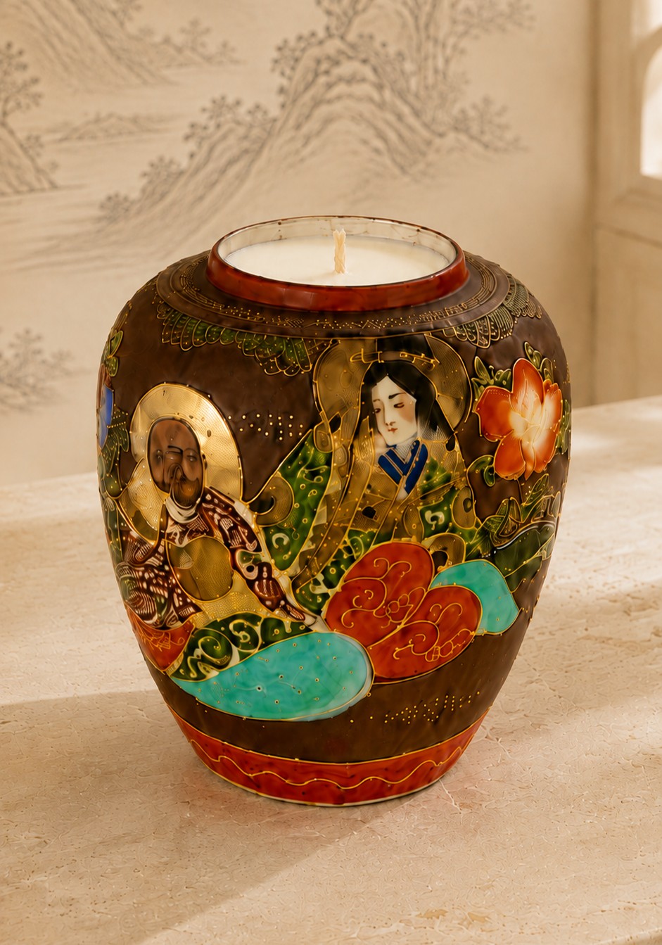 Brown figural Satsuma porcelain vase