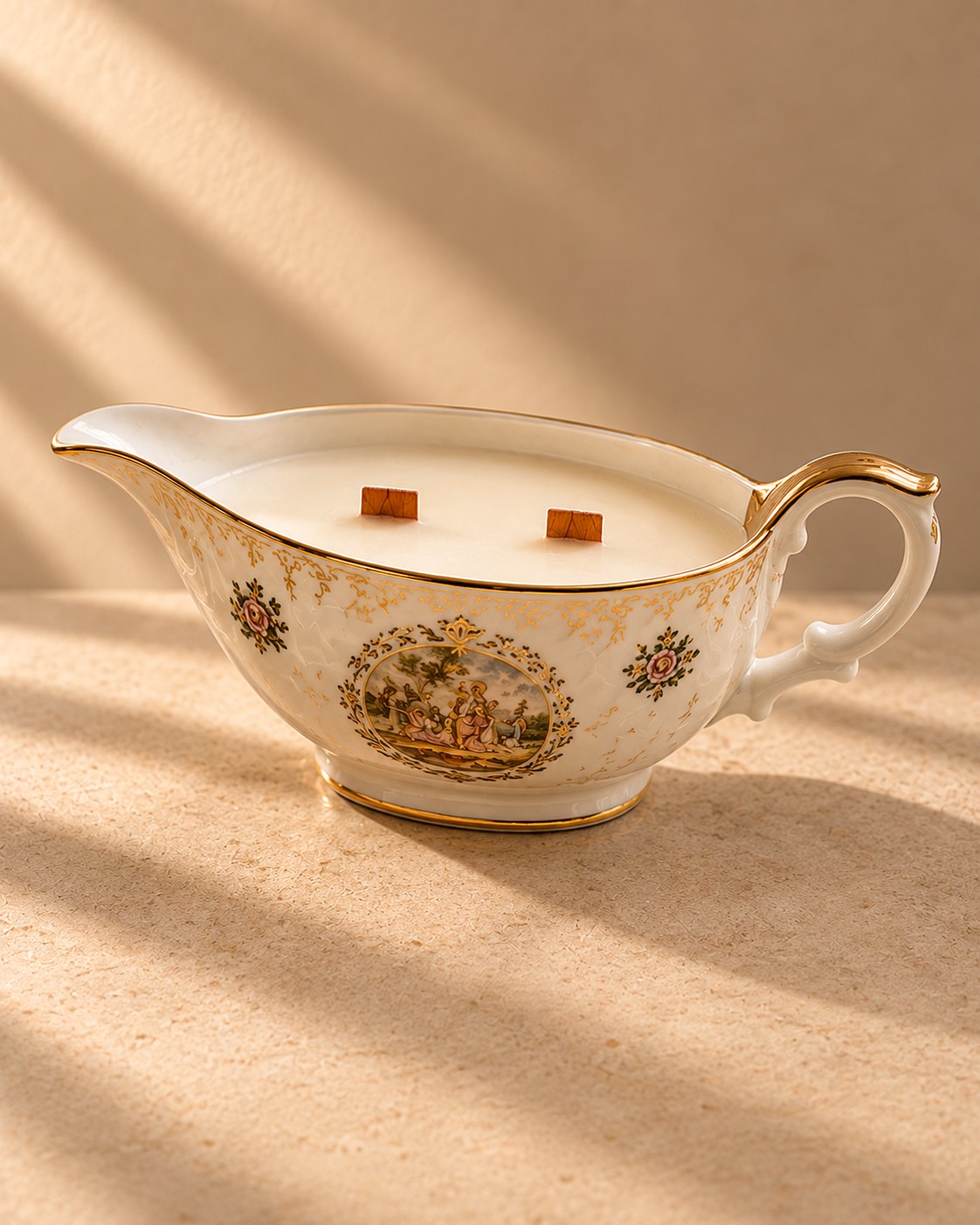 Floral porcelain sauce boat