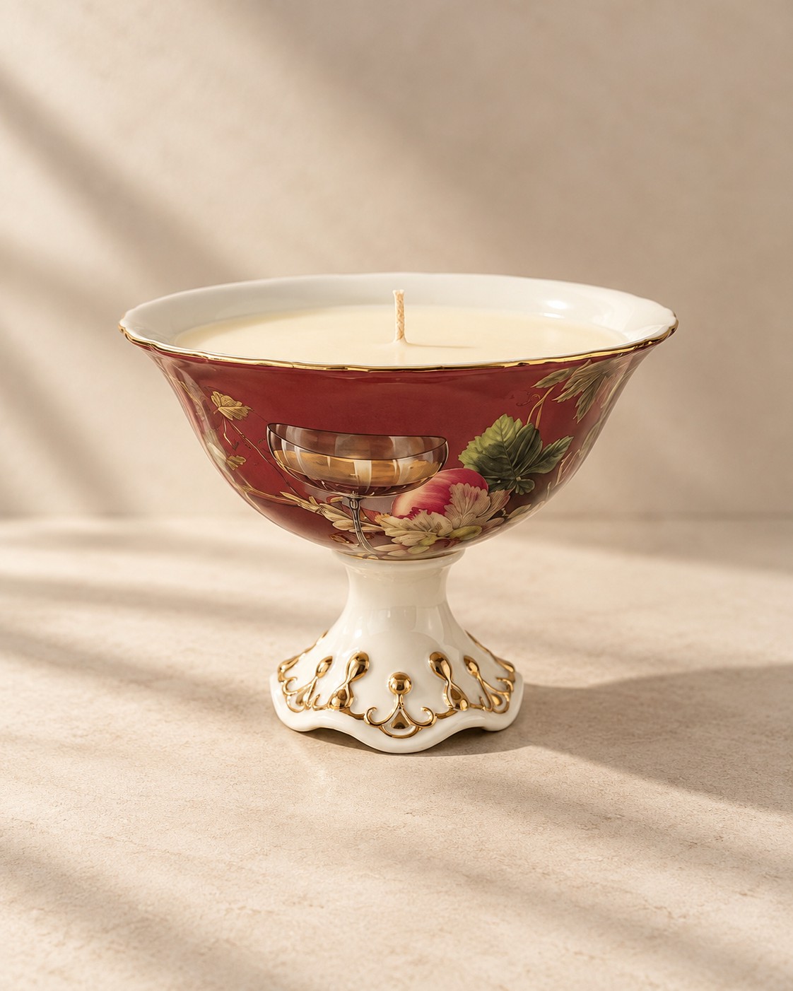 Footed floral porcelain bowl
