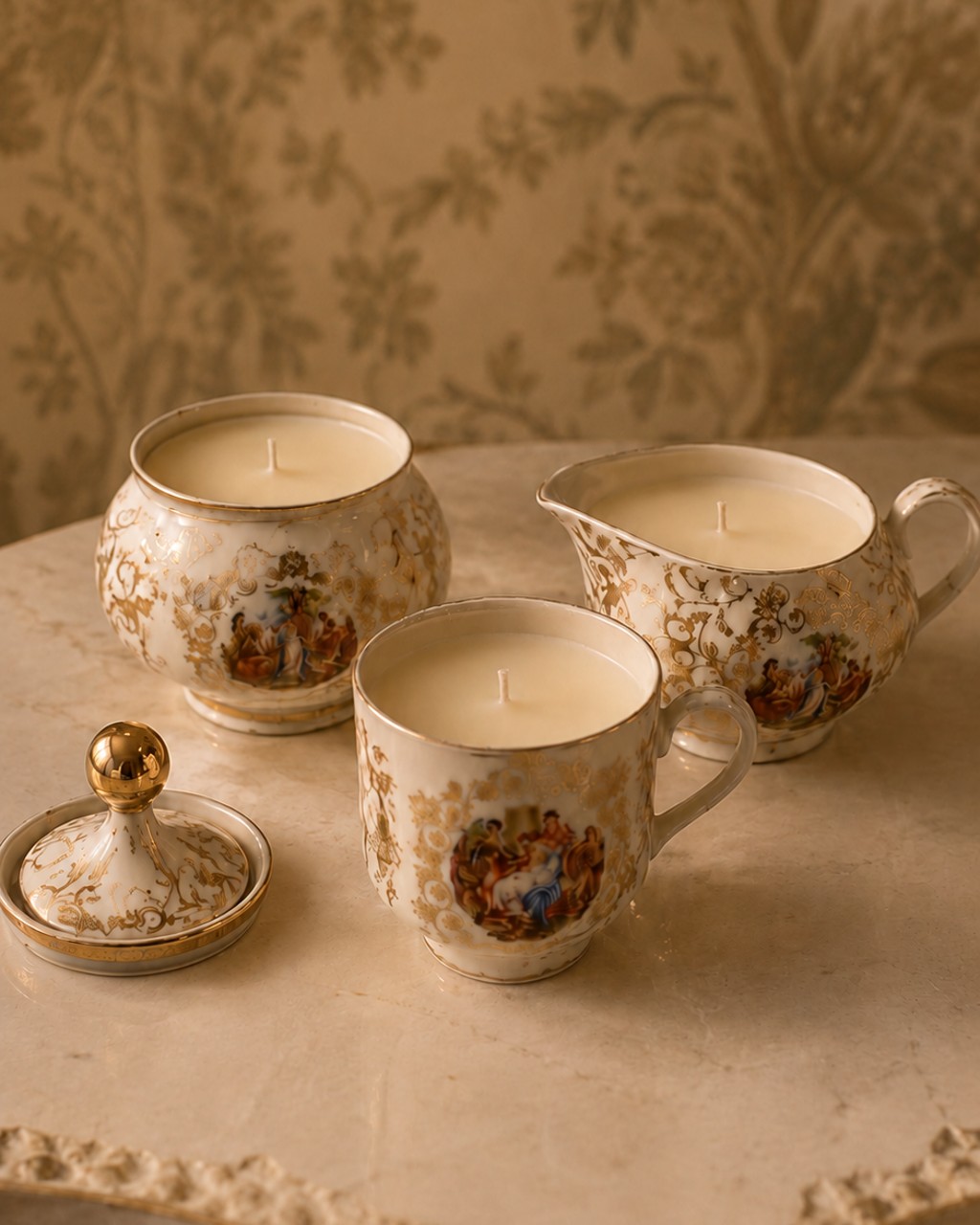 Coordinated decorated porcelain set