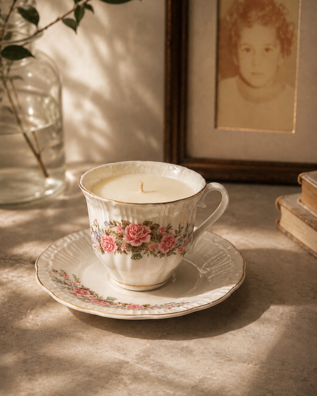 Petite floral porcelain cup and saucer