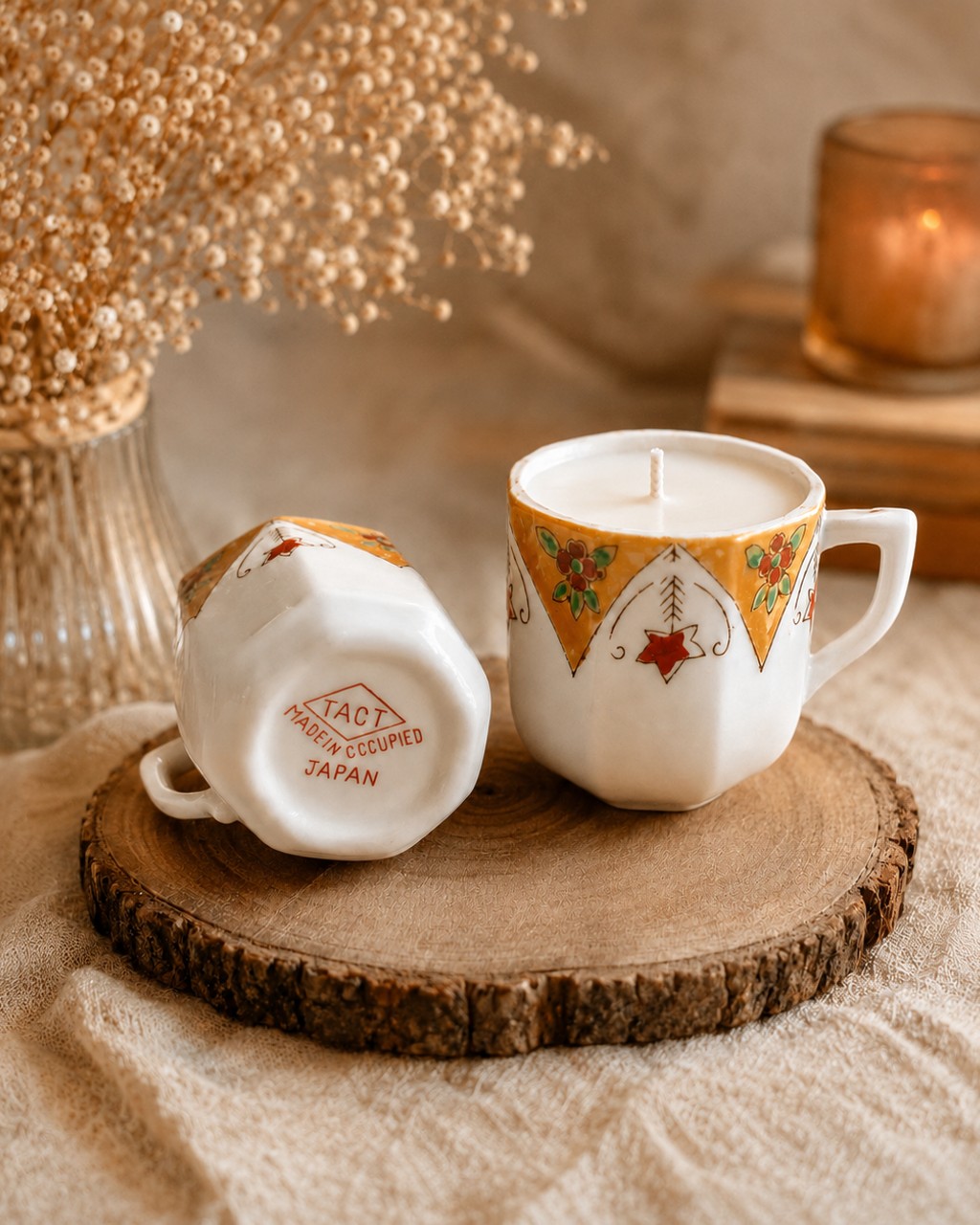 Pair of petite occupied Japan porcelain cups