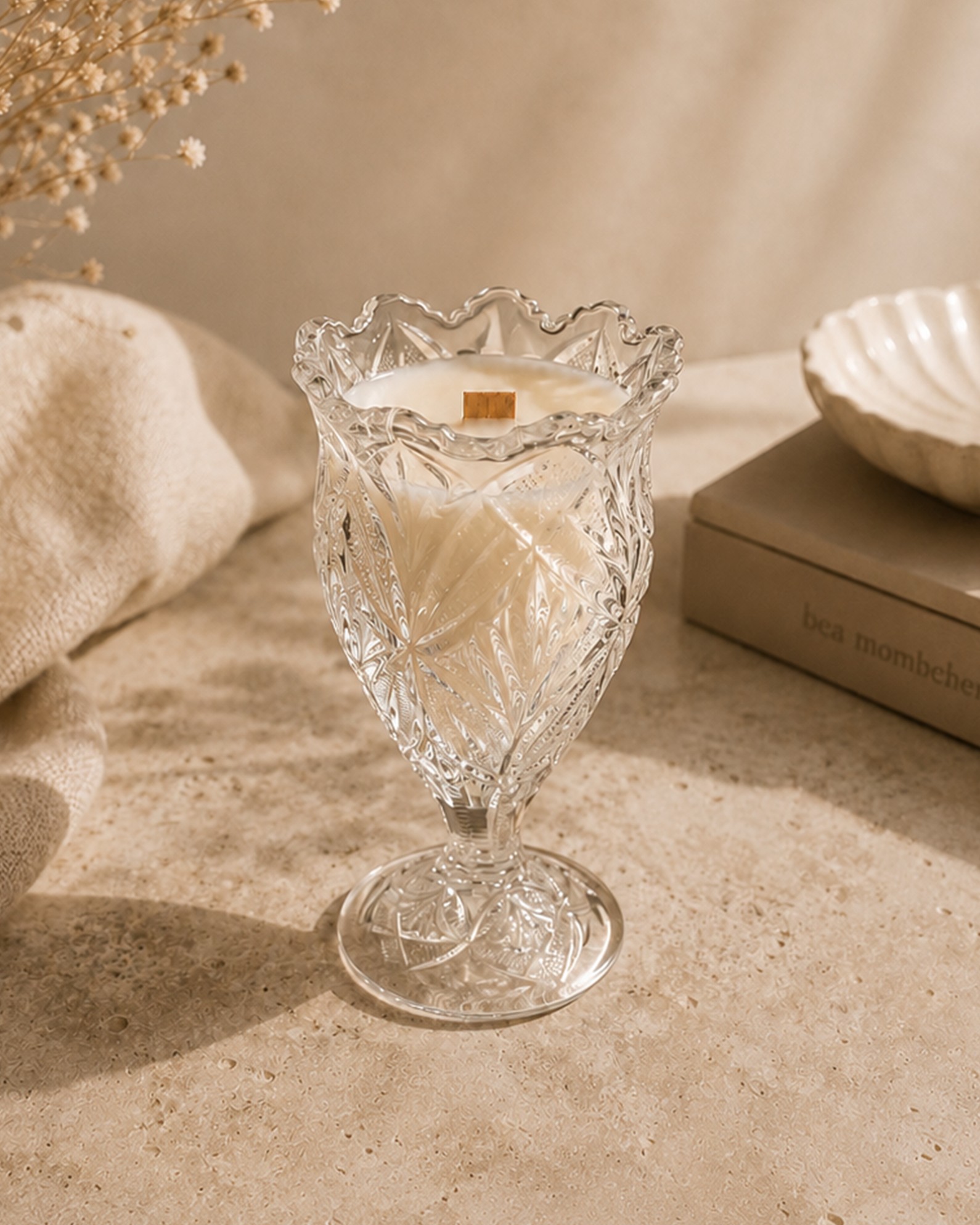 Stemmed cut-crystal goblet vessel
