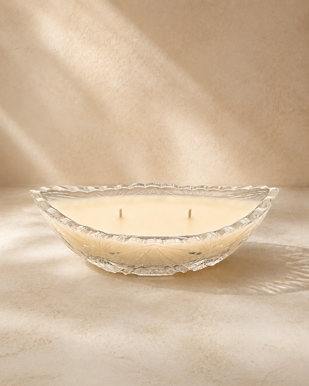Low oval glass dish with beaded rim