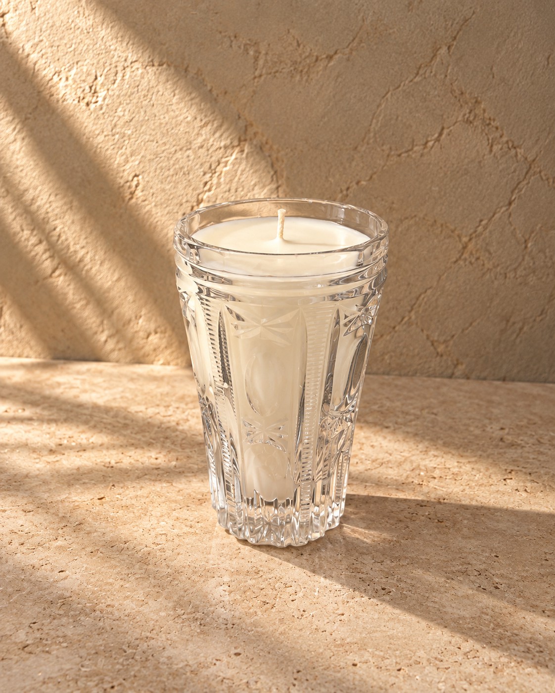 Pressed-glass tumbler candles
