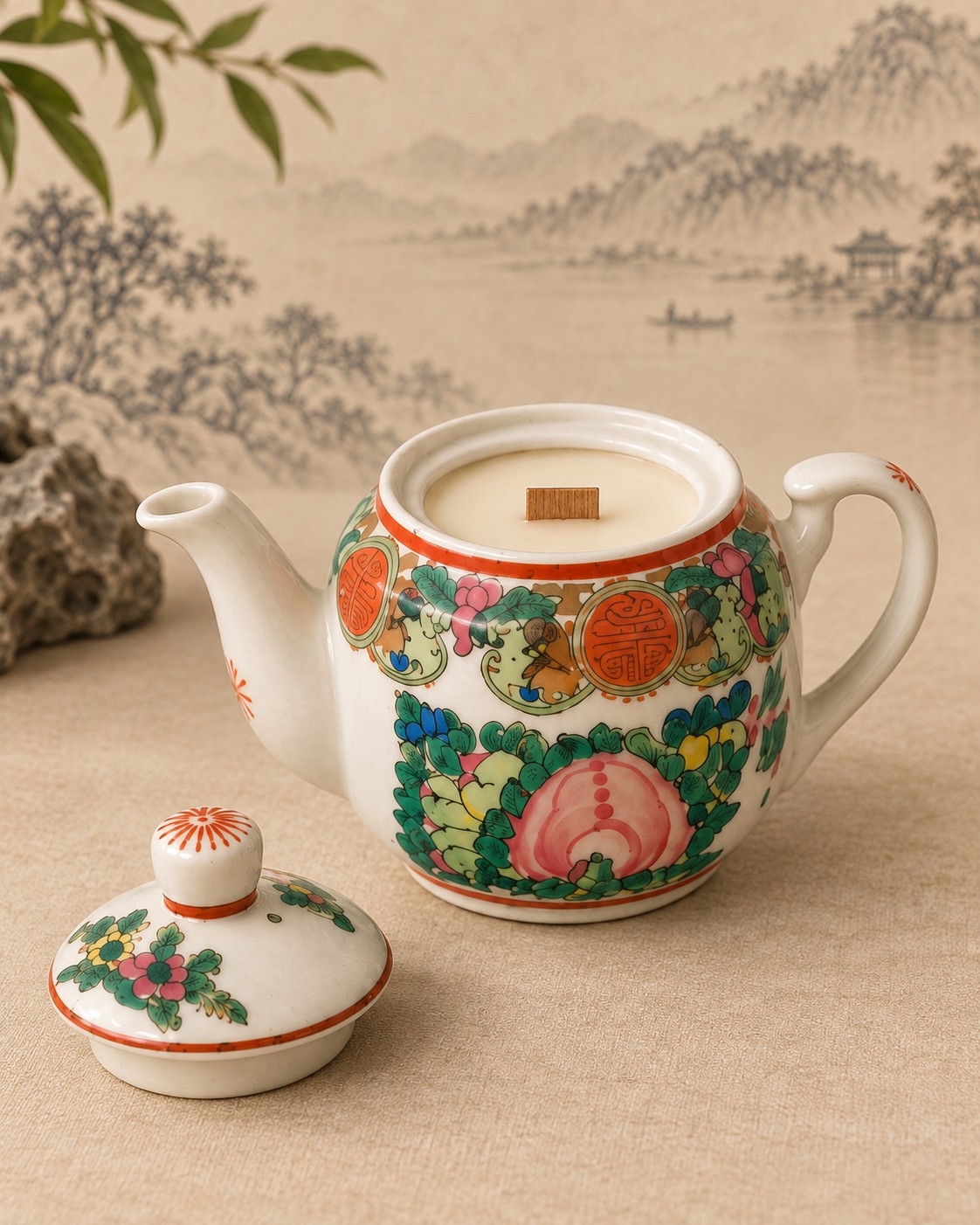 Miniature rose palette porcelain teapot