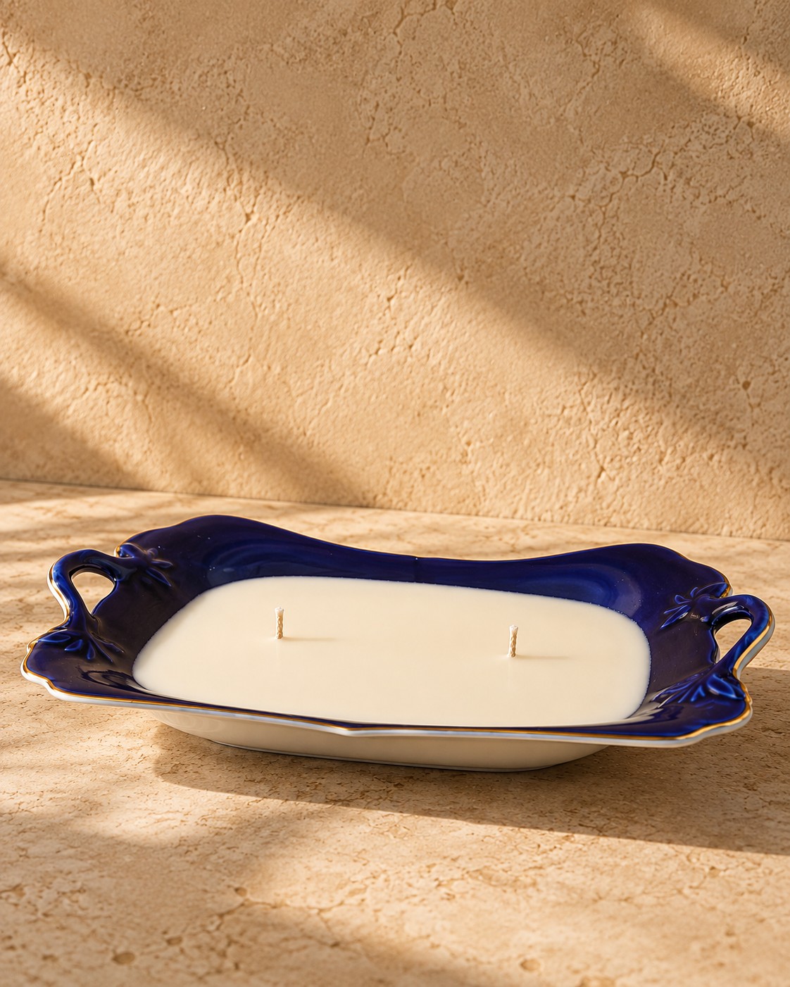 Cobalt floral serving dish