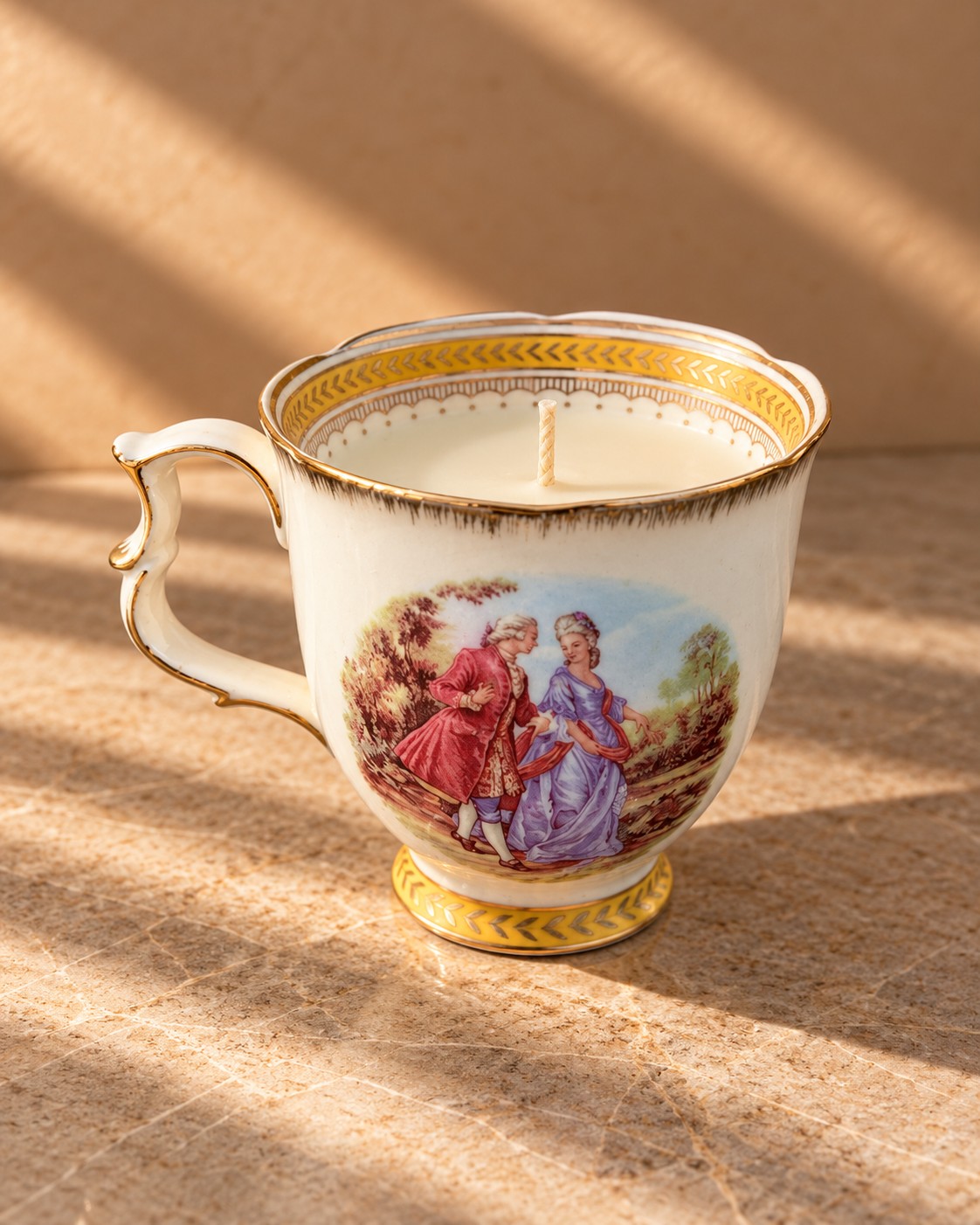 Courting couple porcelain cup
